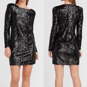 EXPRESS Sequin Long Sleeve Shift Dress L NWT